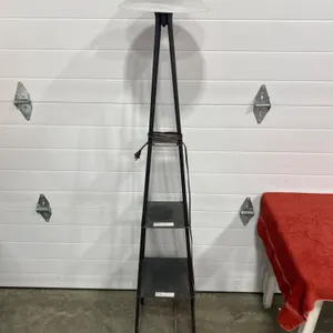 Metal-Pedestal Floor Lamp Frame With Frosted Glass Shade