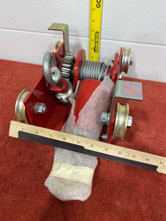 Red Steel Trolley Hoist with Wire Rope, 2024 Dated