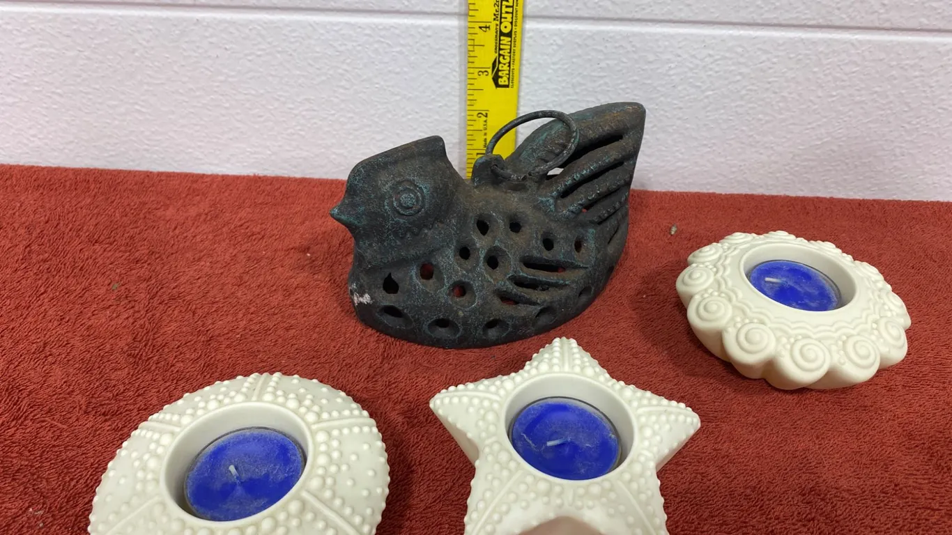 Partylite Ceramic Candle Holders and Metal Bird Tealight Holder