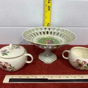 Ceramic Serving Set with Floral Design, Early to Mid-20th Century