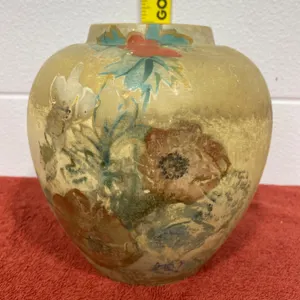 Hand-Painted Ceramic Vase with Floral Motif, Early 20th Century