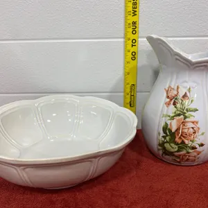 McCoy USA Basin and Pitcher Set with Rose Design