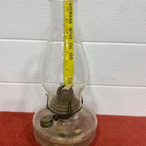 Glass Oil Lamp With Detachable Chimney and Metal Burner