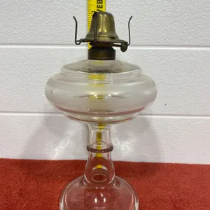 Glass Oil Lamp with Brass Burner, Likely 20th Century