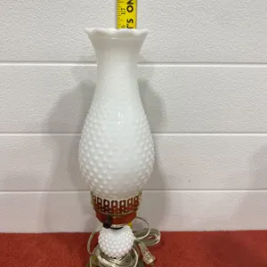 Vintage Hobnail Milk Glass Lamp with Brass Base