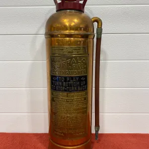 Vintage Buffalo Fire Appliance Co. Brass Fire Extinguisher with Hose
