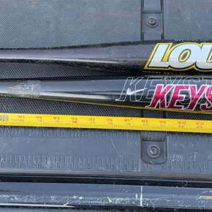 2 black aluminum baseball bats.  A Keystone 9 Baseball Bat and a Louisville Slugger Bat