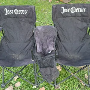 Black folding double camp chair with Jose Cuervo branding and a central cooler.