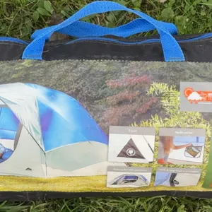 Ozark Trail 4-Person Dome Tent packed in its blue-and-black carry bag