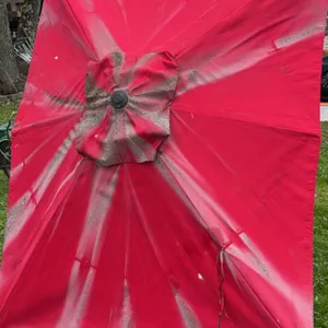 Red 4-sided square patio  umbrella canopy with a center vent cap