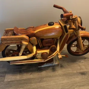 Wooden Motorcycle Model, Multi-Wood Display Piece