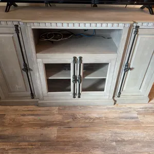 Gray Washed Finish Entertainment Console with Glass Doors