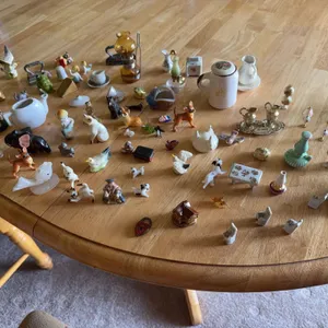 Large Lot of Miniature Figurines - Porcelain & Glass Animals, Lamps, Tea Set