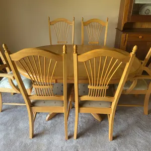 Oval Pedestal Dining Table with 6 Wheat-Back Chairs
