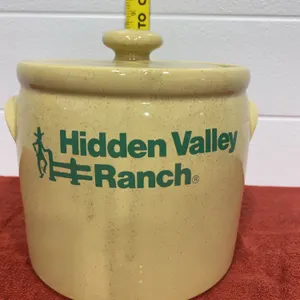 Vintage McCoy Pottery Hidden Valley Ranch 1-Gallon Stoneware Crock with Lid (#1424)