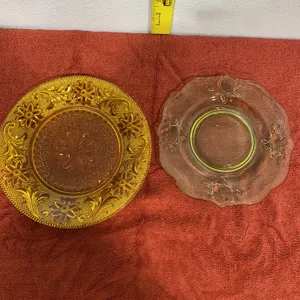 Vintage Heisey by Imperial Glass 1974 Commemorative Plate & Amber Glass Platter Set