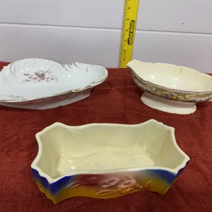 Ceramic Tableware Pieces Including Gravy Boat and Serving Dishes