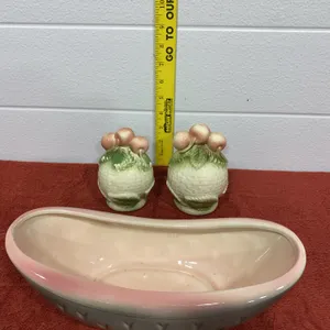 Hull Pottery Woodland Matte Planter & Matching Salt and Pepper Shakers Set