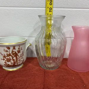 Clear Optic Ribbed, Pink Satin, and Chintz Ceramic Tableware.