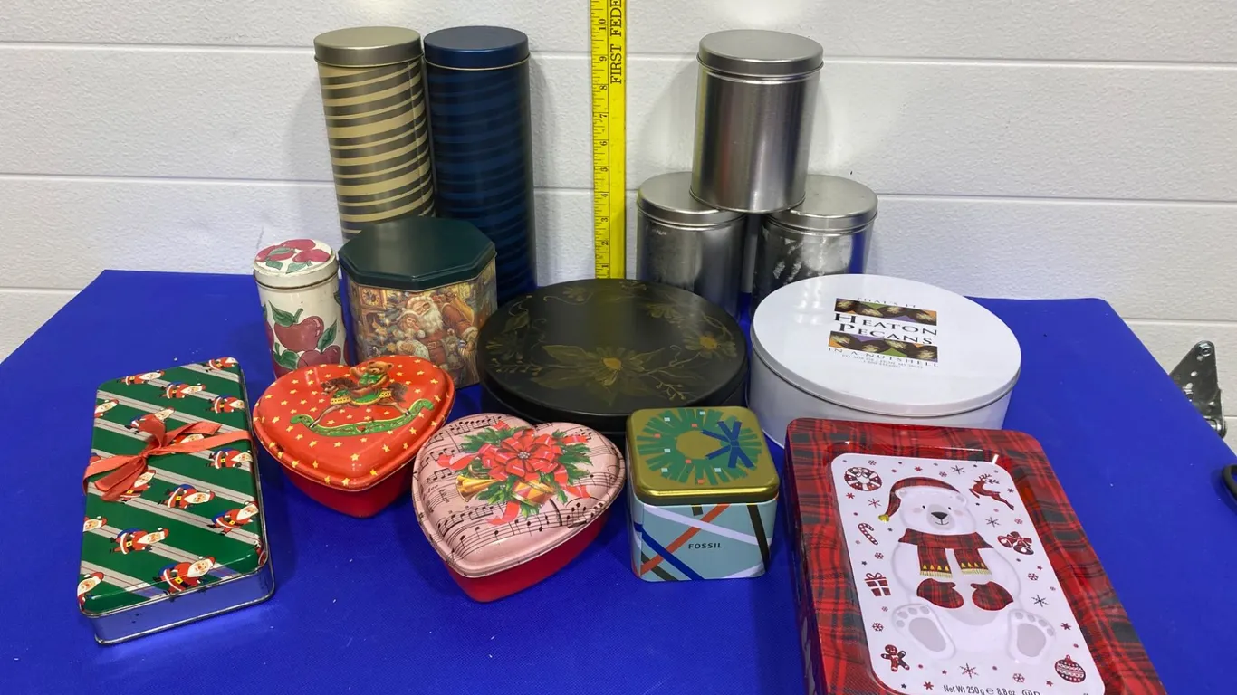 Decorative and Holiday-Themed Tin Containers
