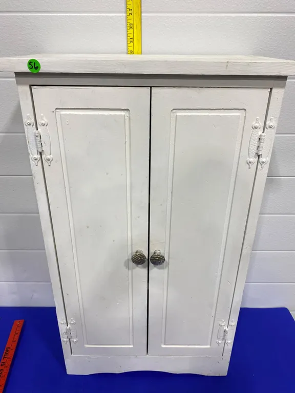 White Wooden Wall Cabinet with Two Doors and Shelves