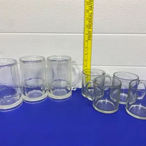Clear Glass Beer and Coffee Mugs, 7 Pieces