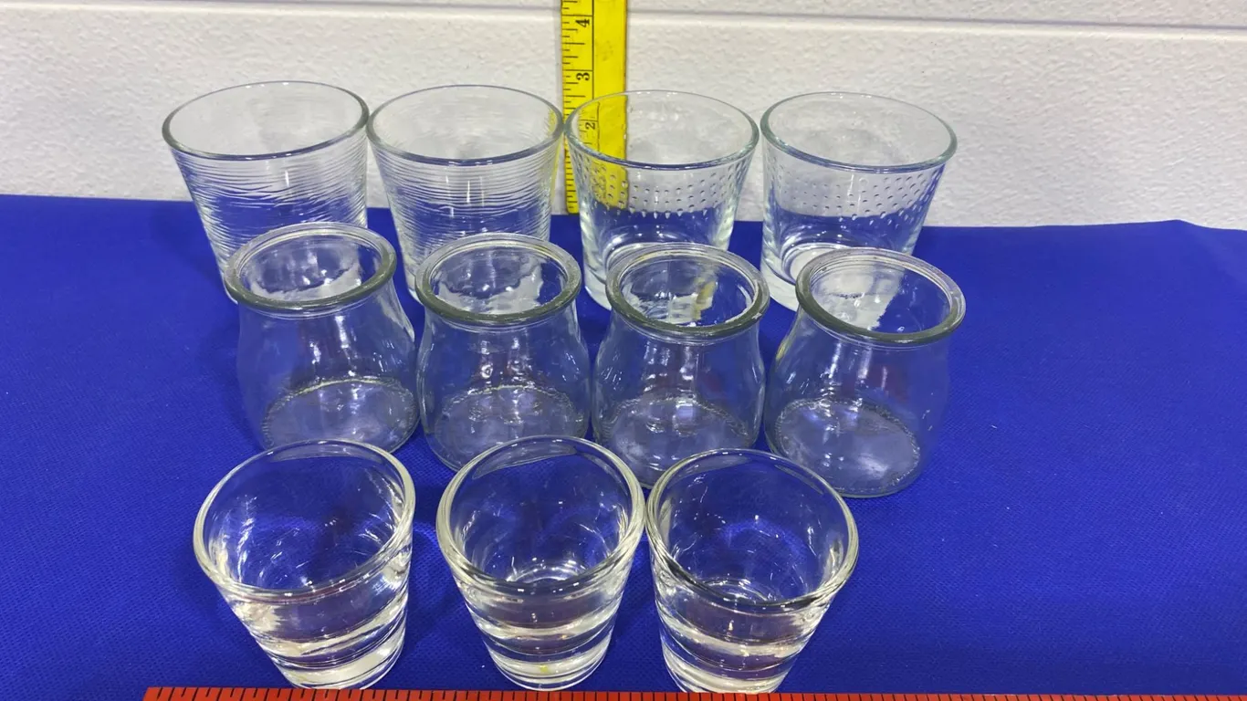 11 Assorted Clear Glass Cups and Jars
