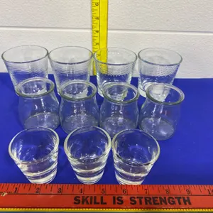 11 Assorted Clear Glass Cups and Jars