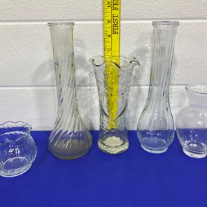 Five Assorted Clear Glass Vases