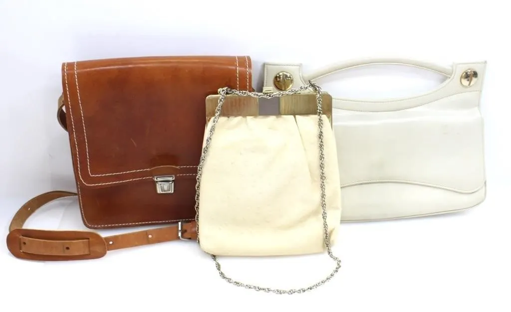 IVORY OSTRICH LEATHER & CALF SKIN BAGS