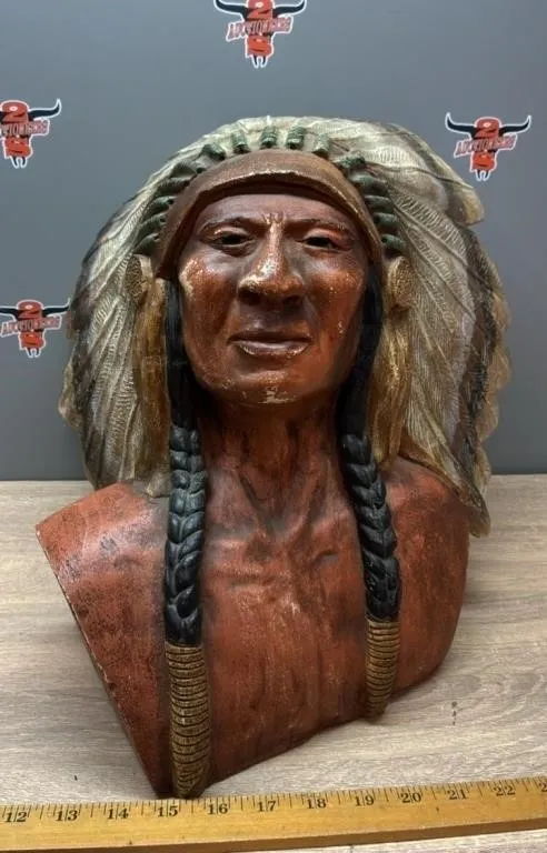 Heavy Concrete First Nations Chief Bust. 14”H.
