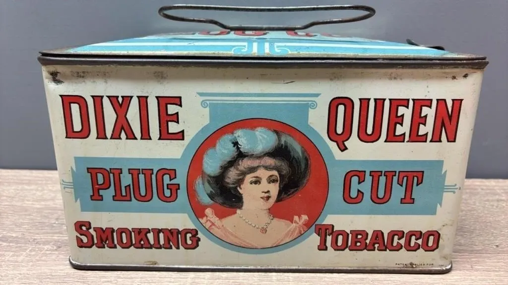Dixie Queen Lunchbox Style Tobacco Tin.