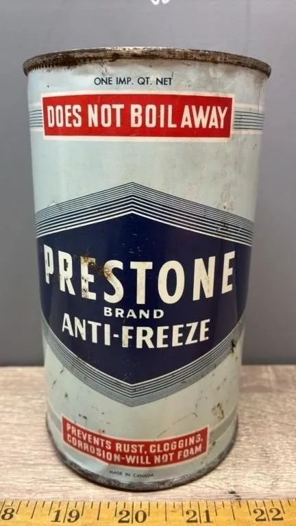 EMPTY 1QT Prestone Antifreeze Can.