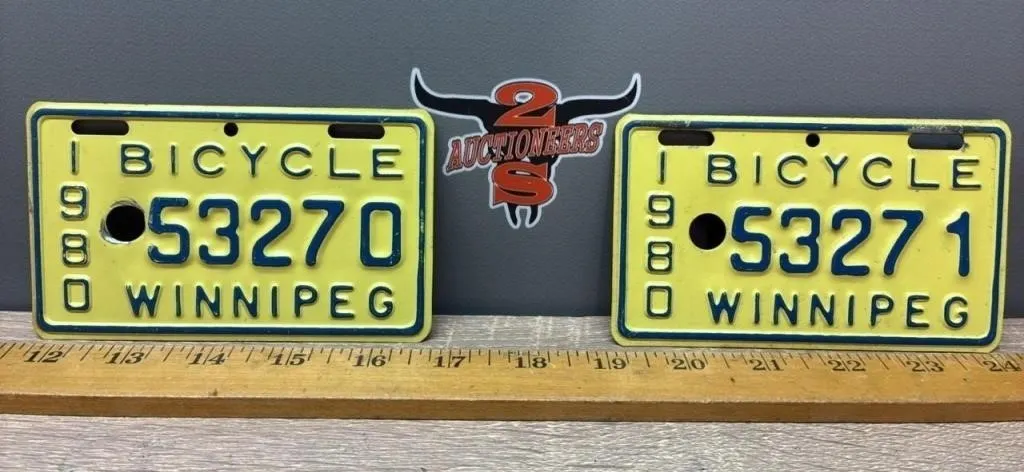 1980 Consecutive Winnipeg Bicycle License Plates.