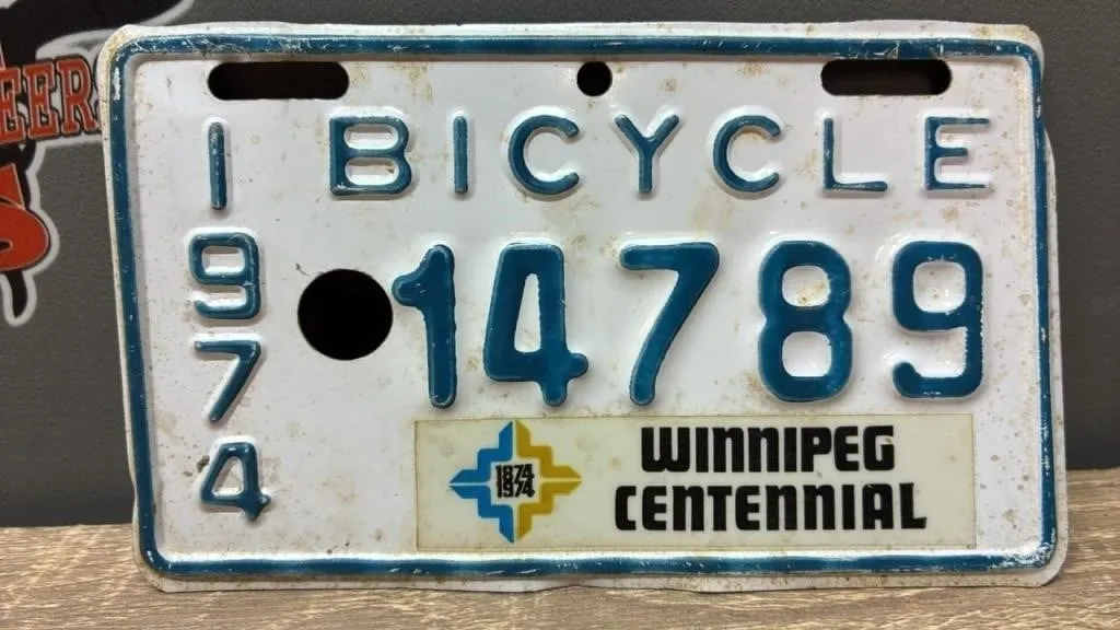 1974 Winnipeg Bicycle License Plate. *DC