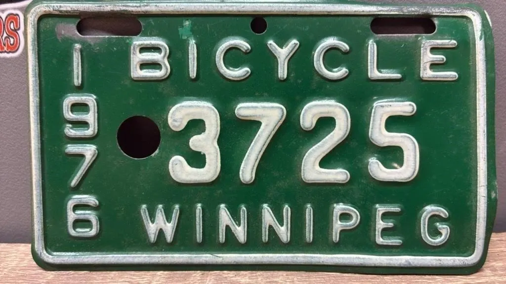 1976 Winnipeg Bicycle License Plate. *DC