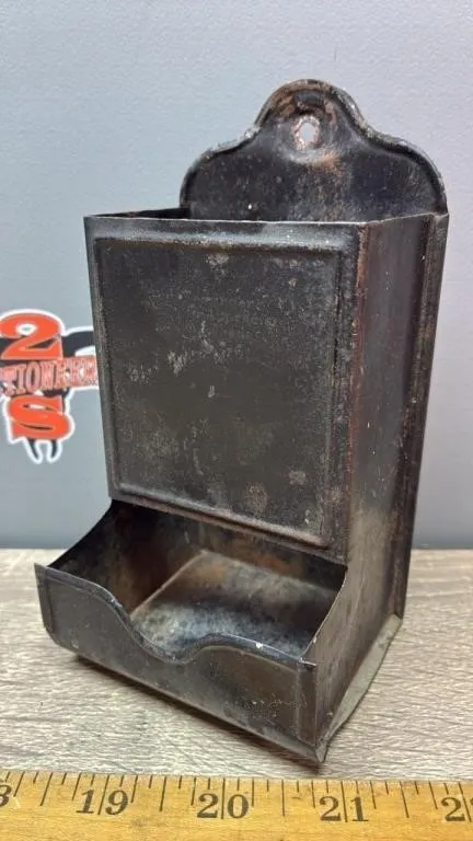 Vintage Tin Matchbox Holder.