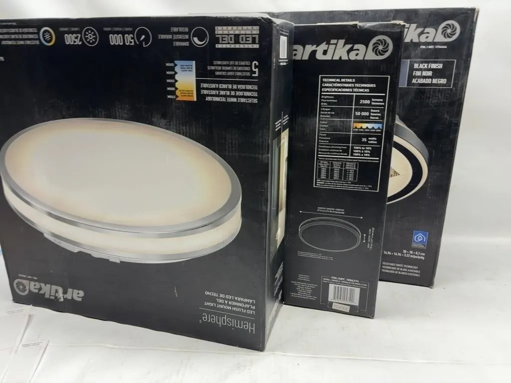 Artika Hemisphere LED Flush Mount Lights, 2 Boxes