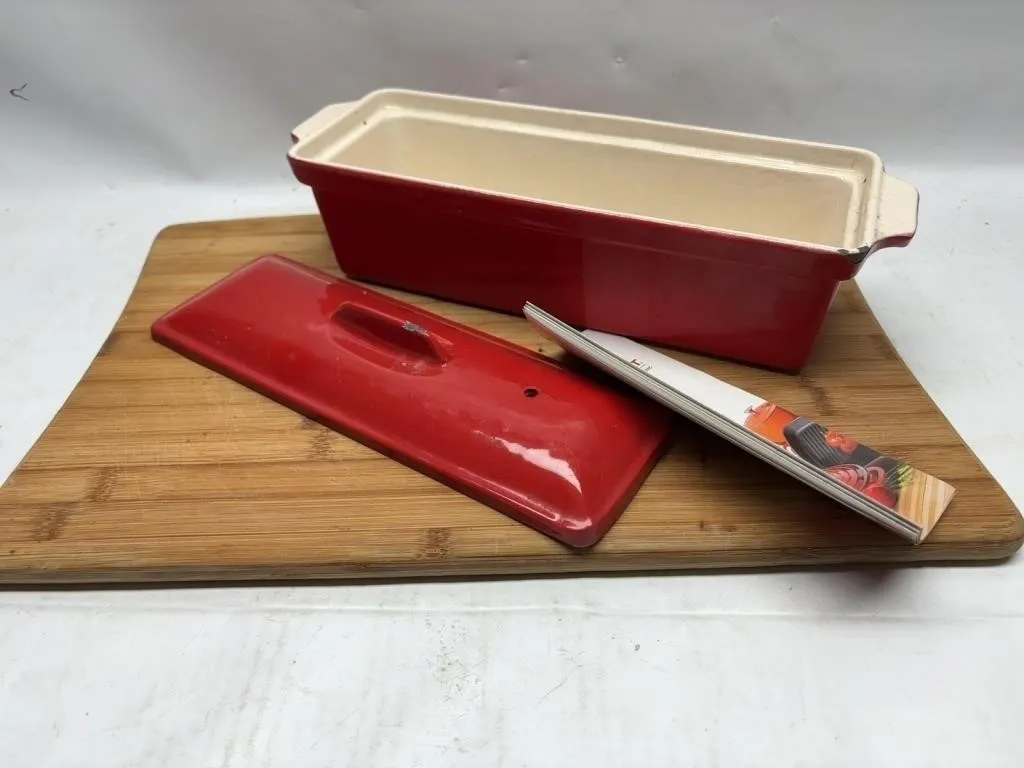 Red Enamel Loaf Pan with Lid