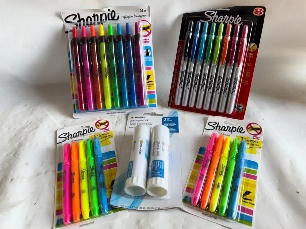 Sharpie Highlighters, Markers & Glue Sticks Lot