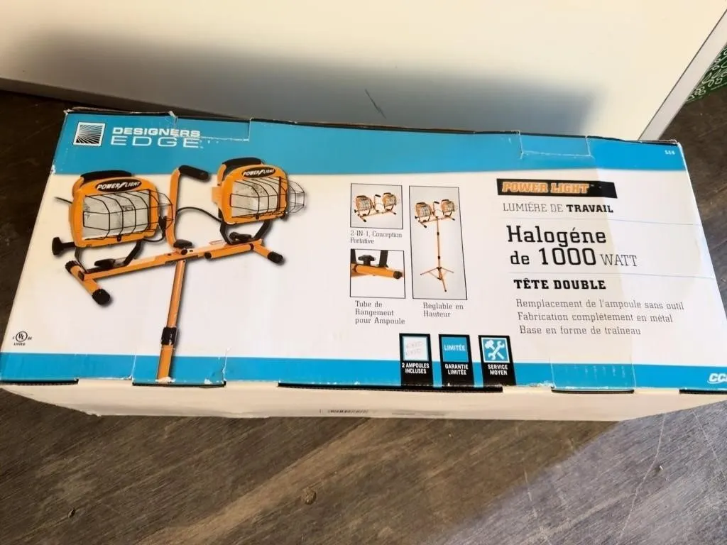 Designers Edge Twin Head 1000W Halogen Work Light