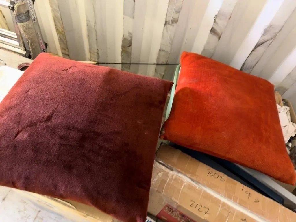 Two Large Square Throw Pillows - Red & Orange