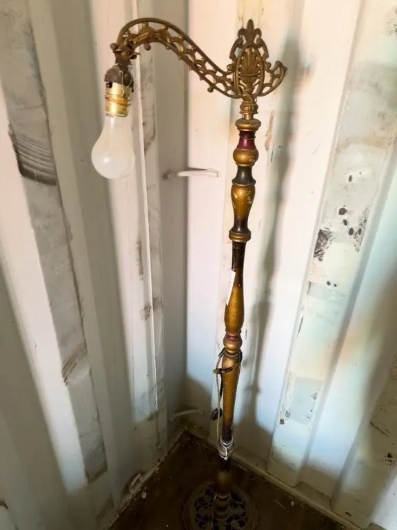 Antique Ornate Brass Floor Lamp