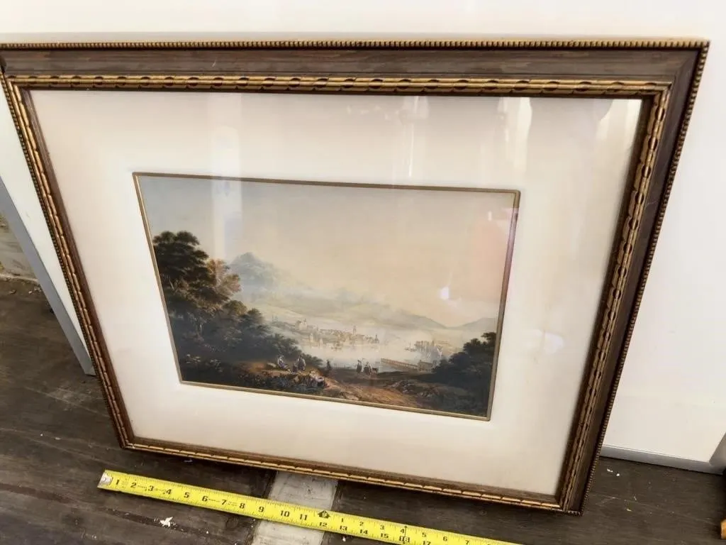 Framed Landscape Print in Gilt Wood Frame