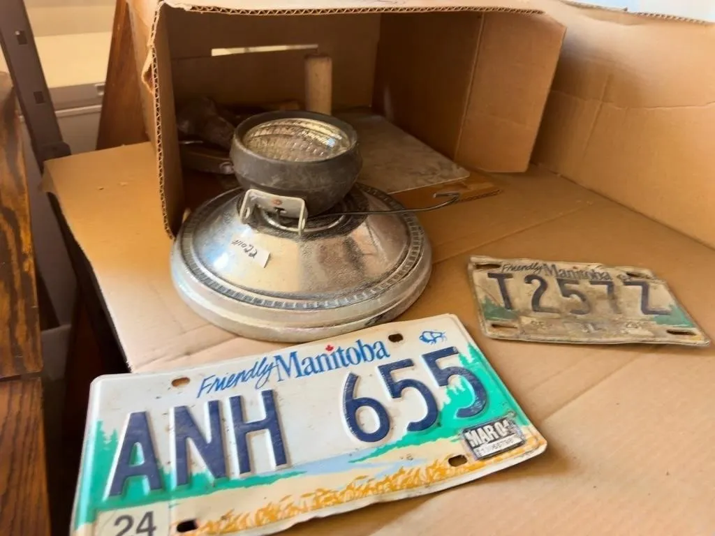 Manitoba Plates, Headlight & Air Tools Lot