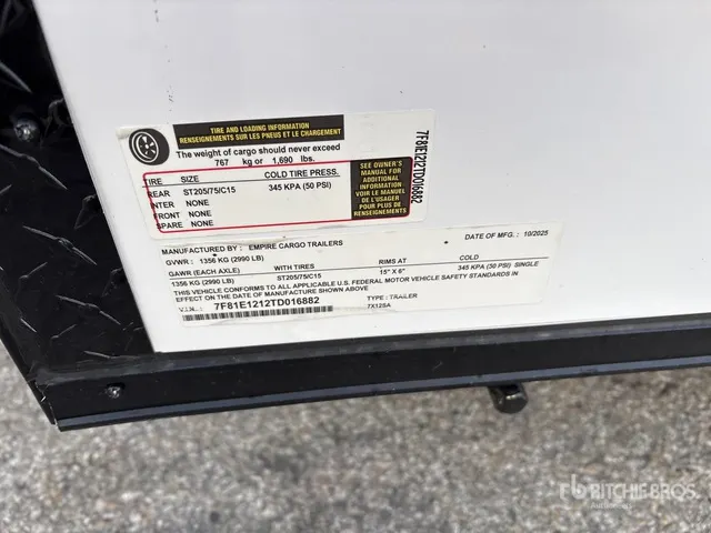 2026 Empire 7X12SA Enclosed Trailer
