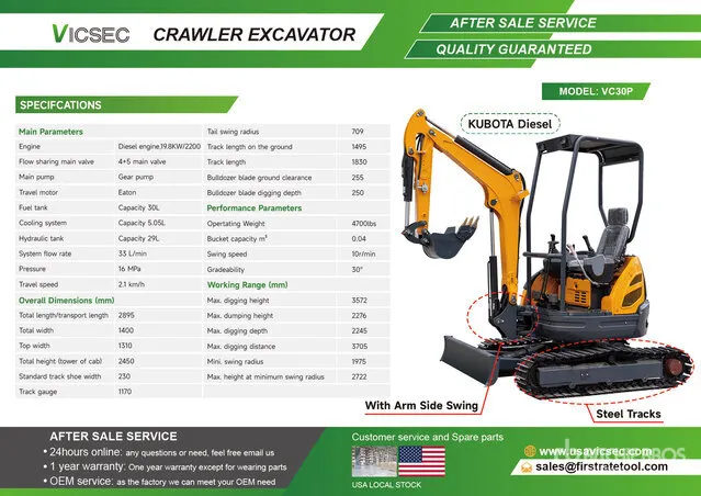 2027 VICSEC VC30P Mini Excavator (Unused)