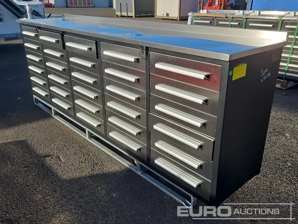 Unused 10' Workbench, 30 Drawers