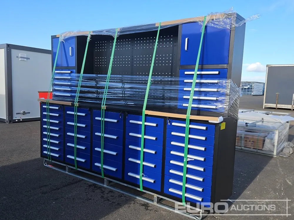 Unused 10' Workbench, 40 Drawers
