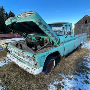 Approx. 1960s green Chevy 1/2-ton truck, 2-door, inline 6 cyl., manual